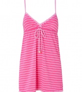 Adorable pink and white lingerie-inspired striped top from Juicy Couture - Stay cozy and stylish in this lovely sleep tank - Stylish micro stripes - Perfect for glamorous lounging