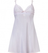 Sweet and sexy camisole dress made of a delicate white and rose-colored cotton-silk blend - Designed by supermodel Elle MacPherson - Elegant lace bra, empire waist, bows and slim straps - Loose A-line and mini length - Great basic lingerie piece for any womans closet