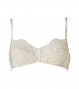 Channel vintage-inspired romance in this ultra-luxe lacy bra from La Perla - Soft lace-detailed cups, lace-up front, adjustable wide set straps, front bow details, back hook and eye closure - Perfect under virtually any outfit or paired with matching panties for stylish lounging