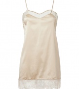 Stylish camisole dress in fine silk stretch - Soft, flowing silhouette - The case is slim and fitted mini length, with sexy spaghetti straps - Lace filigree effect at hem - Glamorous and seductive, a great basic lingerie for special occasions