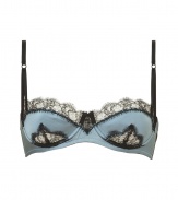 Turn up the heat in the boudoir with this super sexy-meets-luxe lace-laden bra from Kiki de Montparnasse - D?colletage-enhancing balconette shape, underwire, lace detailing on cups, adjustable wide-set straps, back hook and eye closure - Perfect under a low-cut blouse or paired with matching panties for stylish lounging