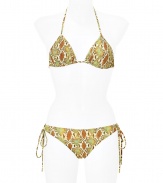 Stylish bikini made ​.​.of fine natural colored, patterned synthetic stretch - Glamorous snakeskin print - Classic, adjustable triangle bra with added stretch - Narrow bottoms with side tie bands - Looks sexy and sophisticated alone or under a sheer caftan or beach wrap