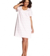 Float away in the comfort of this sleepshirt by Charter Club. It's ruffled hems and whimsical print are perfection.