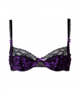 Super sexy jet and purple Cupcake contour bra by Elle MacPherson Intimates - This supermodel-approved contour bra is sultry with a fun vintage feel thats both naughty and nice - Poly-blend bra with lightly padded half cups, slim adjustable straps and hook and eye back closure - Looks great under most outfits