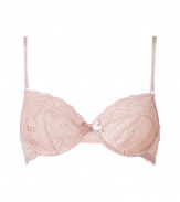 Super feminine soft nude lace underwire bra - This supermodel-approved soft cup bra is ultra romantic with nude lace and a pretty bow detail - Polyamide bra with slim adjustable straps - Looks great under most outfits