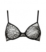 Sexy black lace underwire bra from Kiki de Montparnasse - Turn up the heat with this retro-inspired lace underwire bra - Delicate floral lace with underwire and soft cups - Perfect under any outfit