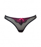 Add instant sex appeal with this comfortable and sultry thong from Elle MacPherson - Sheer with floral printed lace overlay with slim waistband, front bow detail - Perfect underneath your favorite dress