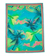 Luxe sarong in ultra-fine, patterned green cotton - A colorfully cool accessory from British cult label Matthew Williamson - Vibrant, psychedelic tropical print in lush shades of green, yellow and pink - Oversize rectangular shape perfect for tying across the body or around the waist - A must for your next vacation or beach getaway - Style with a bikini or maillot and sandals