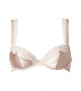 Elegant, pale pink silk bra with lace - demi bra also works well for small sizes - slightly padded, makes for a nice push-up effect - lace extends along the straps - great for wide boat necklines and sheer blouses - back hook closure - just a little bit of spandex ensures a perfect fit - adjustable straps - sexy, stylish, seductive - makes a great set with the matching panty or thong