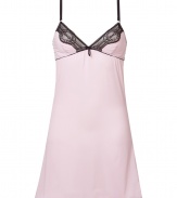 Stylish camisole slip dress made ​.​.of fine, rose-colored synthetic stretch - Elegant black lace insert at the d?collet? - Slim spaghetti straps - The dress falls loose in an A-line, yet fits snug - Stylish and sexy at the same time, also wonderfully comfortable thanks to the stretch content - Combine with the matching briefs