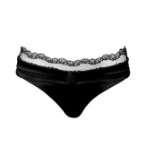 Ultra-luxe black satin and lace brief - Heat up the boudoir in these super sexy satin and lace panties - Comfortable yet sultry, this brief is made of stretch satin with a lavish lace waistband - Perfect under any outfit, or alone on its own