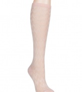 Stylish knee-high socks in fine cotton blend - Chic in pale rose - Classic zigzag motif from knitwear stalwart Missoni - Densely woven and supremely soft - Pair with a pleated mini skirt or short knit dress and ankle boots