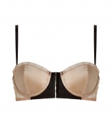 Combine the best of both worlds with this ultra-luxe corselette - Hook and eye front closure, contrasting pale pink cups with lacy trim, adjustable straps, cleavage enhancing - Wear under practically any outfit or alone to amp up the sexy factor - Made by highend lingerie label Kiki de Montparnasse