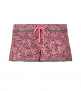 Amp up your leisure-ready style with these darling printed tap shorts from Juicy Couture - Low cut with bow front detail, lace trim at waistband and hem, all-over print - Pair with a camisole, a terrycloth robe, and comfy slippers