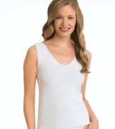 A sleek, seamless tank top by Jockey. Breathable fabric adds to its coolness and comfort. Style #2382 (Clearance)