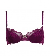 Stylish bra in fine blackberry synthetic fiber - very comfortable and elastic due to stretch content - model Spree by designer and top model Elle Macpherson - luxurious underwire bra in lace optic with cute bow - slim adjustable straps - padded cups - hook closure - perfect for low necklines - creates a dream cleavage - perfect snug fit - stylish, sexy, seductive - fits under (almost) all outfits