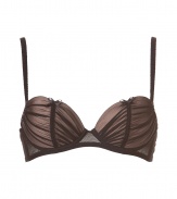 Luxurious bra in fine black and nude synthetic blend - especially comfortable thanks to the spandex content - stylish bra with padded cups and adjustable, slim straps - elegantly gathered, with cute little bows - hook closure - best for wider necklines - perfect, snug fit - makes a dream d?collet? like magic - a brilliant mix of sexy and romantic - fit under (almost) all outfits