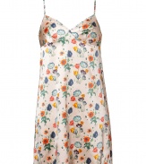 Stylish camisole slip dress made ​.​.of fine, beige silk stretch - Feminine floral print in a typical Stella McCartney look - Slim spaghetti straps - The dress falls loose, yet snug - Fashionable and sexy, also wonderfully comfortable thanks to the stretch content - Combine with the matching briefs