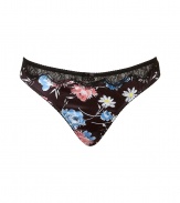 Stylish thong of fine black printed synthetic stretch - Luxurious floral print and lace hipband - Perfect, snug fit - Sweet, sexy, seductive - Fits under (almost) all outfits