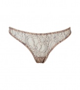 Sexy nude and periwinkle blue thong - Turn up the heat in this sultry thong - Modern floral pattern and comfortable fit - Perfect under any outfit - Made by high-end intimate apparel brand Kiki De Montparnasse