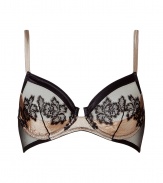 Super sexy black and nude lace soft cup bra - Turn up the heat in the boudoir with this sultry bra -Gorgeous floral detail with a retro-chic fit - Perfect under any outfit or on its own! - Made by La Perla, the high-end lingerie company loved by A-list celebrities