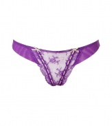 Super sexy candy purple Artistry thong by Elle MacPherson Intimates - This supermodel-approved thong is sultry with a feminine, refined lookSheer lace with ribbon and bow details and a classic cut - Looks great under every outfit