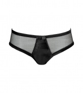 Luxe brief in fine synthetic fiber and silk stretch blend - Especially comfortable thanks to a touch of Elastane - A sensual, sophisticated standout from Chantal Thomass - Chic tulle overlay, stylish silk trim and tiny bow - Sexy cut, easy fit - Wear beneath just about anything