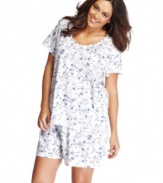 The Plus pajama set by Charter Club is roomy and comfy with a darling all-over print.