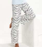 Take a mental break from the cold with the cool zebra print of these soft, flannel pajama pants by Alfani.