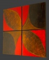 Four abstract designs in brown, gold and red create one bright, contemporary focal point for your living or dining room. Display individually or combine to get all the right angles.