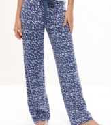 Embrace the fun print of Nautica's Drawstring Knit pajama pants. This super soft cotton pair features an elastic waistband with a cute ribbon drawstring.