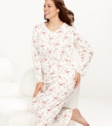 Sleep tight in pretty prints. Charter Club's plus size pajamas feature a darling floral print with decorative trim at the neckline.