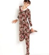 Stay warm with a little help from an old friend. These footie pajamas by Briefly Stated feature an adorable all-over brown sock monkey print.