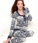 Tommy Hilfiger makes visions of sugar plums dance with this wintry-patterned thermal pajama set.