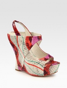 Multicolored snake-print leather confection with ultra-wide straps and a stretchy slingback. Self-covered heel, 5½ (140mm)Covered platform, 1½ (40mm)Compares to a 4 heel (100mm)Snake-print leather upperLeather lining and solePadded insoleImportedPattern may varyOUR FIT MODEL RECOMMENDS ordering one size up as this style runs small. 