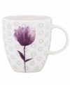 Blur the line between garden style and modern design with the Watercolors Amethyst teacup. Purple blossoms flourish against a playful dot pattern while the white coupe shape couples the sleek look and unparalleled durability of bone china. Qualifies for Rebate