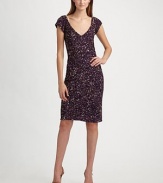 Allover beads and sequins add glamorous sparkle to this easy-to-wear sheath style.V neckline Cap sleeves Concealed back zip Fully lined About 22 from natural waist Nylon Dry clean ImportedModel shown is 5'10 (177cm) and wearing US size 4. 