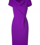 Add a high style kick to your cocktail-ready look with this ultra-chic purple sheath from London It designer Roksanda Ilincic - Draped cowl neckline, short sleeves, pleat detail at front and back waistline, full metal exposed side zip - Modern tailored fit - Wear with pointy-toe pumps and a statement clutch