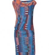 With its eye-catching coloring and cool modern cut, 10 Crosby Derek Lams stretch sheath is a contemporary choice for work and cocktails alike - Draped neckline, asymmetrical cap sleeves, modern draped patterning at waist, pull-over style - Fitted - Wear with heels and just as bright jewelry