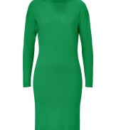 Detailed in a bright shade of meadow green cashmere-silk, Ralph Lauren Blacks luxe knit dress is as uplifting as it is chic - Boat neckline, long sleeves, dropped shoulders, pull-over style - Form-fitting - Wear with heels and statement gold jewelry