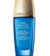 EYE SERUM OPTIMUM HYDRATION, REVITALIZER. For time-defying eyes. Specially formulated for gentle action on the sensitive eye contour zone, Super Aqua-Eye combines the Desert Rose Flower Complex with hyaluronic acid fragments. Known for its volumizing, plumping and smoothing power, hyaluronic acid is a molecule capable of retaining the equivalent of 1,000 times its volume in water.