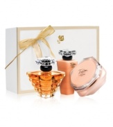 For the holiday, Trésor captures the spirit of eternal love. This collection combines the elegance of rose, muguet and lilac with the sparkle of peach and apricot blossom for an elegant and radiant fragrance. Gift set contains: