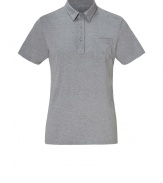 A modernized take on the classic polo, this streamlined version from Save Khaki is a must-have stylish staple - Spread collar, front button half placket, chest pocket, short sleeves, slim fit - Pair with straight leg jeans, a leather jacket, and trainers