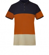 The classic polo gets a stylish retro-cool kick from Marc by Marc Jacobs - Spread collar, front button half placket, short sleeves, colorblock print, slim fit - Wear with chinos, shorts, straight leg jeans, or slim trousers