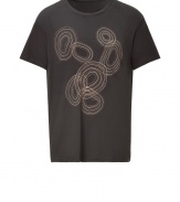 An eye-catching swirl graphic lends this faded black Marc by Marc Jacobs t-shirt its requisite downtown cool - In a soft, lighter weight pure cotton - Slim, straight cut - Short sleeves and classic crew neck - Wear solo or layer beneath a blazer or cardigan and pair with jeans, cords or chinos