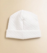 Top off baby's look in this quilted, cozy newborn essential.Cuffed stylePima cottonMachine washImported