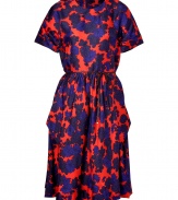 Ultra feminine and equally cool, Marc by Marc Jacobs floral print dress is a perfect choice for taking your look from the office to cocktails in style - Rounded neckline, dolman short sleeves, draped sides, side slit pockets, leather belted waistline - Softly tailored fit - Team with flawless heels and a sleek carryall tote