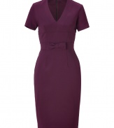 With a sleek cut and streamlined look, Burberry Londons tailored sheath is a feminine choice perfect for taking from work to city cocktails - V-neckline, short sleeves, waistband with flat bow, metal back zip, kick pleat - Tailored fit - Wear with heels and a sleek leather jacket