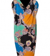 With its bold coloring and iconic paisley print, Etros draped dress is a chic and easy choice for dressing up daytime looks - Draped neckline, cap sleeves, ruched shoulders, pull-over style - Loosely draped fit - Wear with a thin leather belt and just as bright accessories