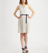 Allover pleats and a contrasting cord belt define this soft, knit silhouette.Surplice necklineSleevelessIncluded contrast beltPleated skirtConcealed side zipAbout 21 from natural waist50% viscose/50% polyamideHand washImported of Italian fabricModel shown is 5'9½ (176cm) wearing US size 4. 